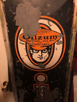 1920’s 5 Ft “oilzum” Motor Oil Sign—ultra Rare Piece Frame - Obsolete