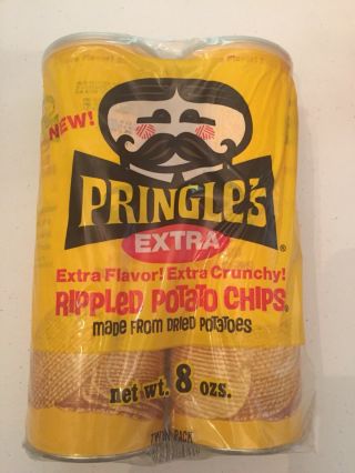Vintage Pringles Rippled Extra Crunchy Potato Chip Canister Advertising Rare Htf