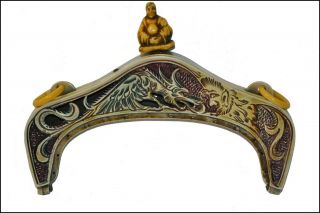 Fabulous Rare Vintage Art Nouveau 20s Celluloid Purse Frame Dragon Buddha