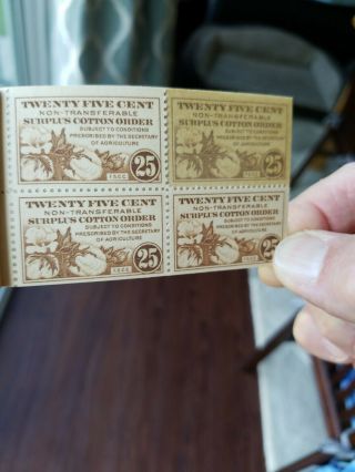 1939 - 40 U.  S.  Cotton Order Stamp booklet with 13 25 cent stamps,  RARE 4