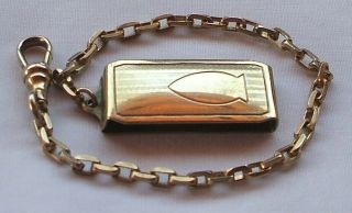 Antique/vintage 10k Solid Gold Hickok Art Deco Style Watch Fob & Chain 9.  2g Vgc