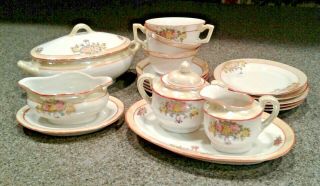 Antique Vtg Childs Tea Set Toy Porcelain Hand Painted China Made In Japan Rare