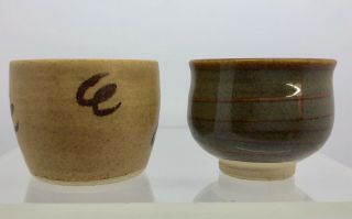Set of 10 Vtg Signed Japanese Studio Pottery Sake Cups in Wood Box (RF - fr1) 5