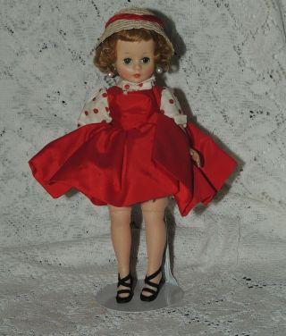 Vintage Cissette Doll In Red/poka Dotted Decor Dress.  Look