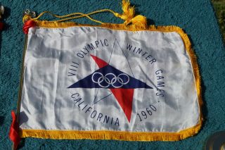 Very Rare Vintage 1960 VIII Winter Olympic Games CA Squaw Valley Desk Flags 8
