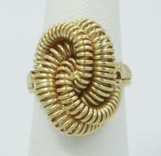 Vtg Unique 14k Yellow Gold Spring Knot Style Band Ring Sz 4.  5 B2029