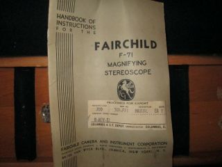 F - 71 Fairchild Aviation Magnifying Stereoscope No.  42 - 5262 4