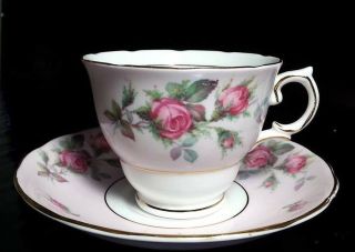Antique Colclough Bone China Made In England Tea Cup & Saucer Floral Rose Motif