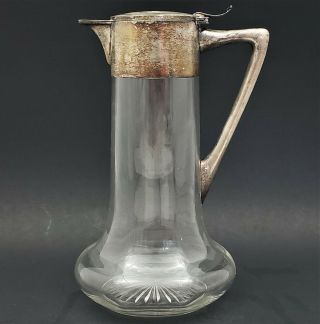 Antique Emil Harnisch for Gebr.  Friedlander 800 Silver Mounted Claret Jug Carafe 4