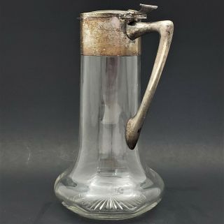 Antique Emil Harnisch for Gebr.  Friedlander 800 Silver Mounted Claret Jug Carafe 5