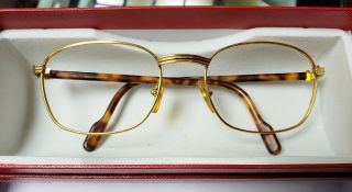 Vintage Rare Cartier Gold Plated Mens Sunglasses