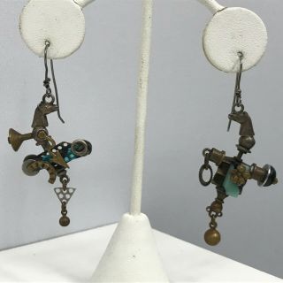 Vintage Thomas Mann Earrings Very Early And Extremely Rare Mixed Metals