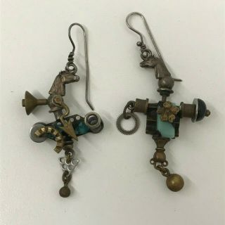 VINTAGE THOMAS MANN EARRINGS VERY EARLY AND EXTREMELY RARE MIXED METALS 2