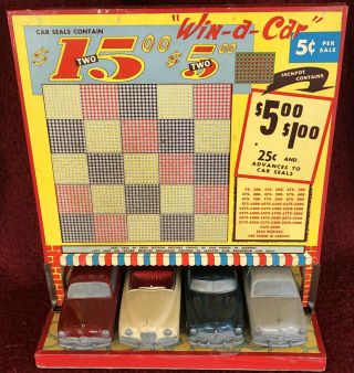 Rare 1949 " Win - A - Car " Master Caster Packard Hudson Ford Punchboard Gambling Game