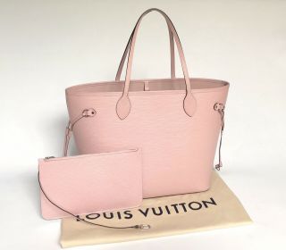 Louis Vuitton Neverfull Mm Epi Leather In Rose Ballerine Rare With Pouch