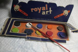 Vintage Royal Art Water Color Paint Set No.  42 @ Paint Brush Toy Mid Century Old