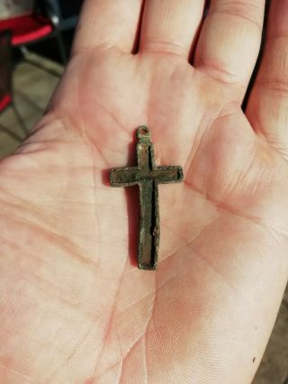 Metal Detecting Find.  Medieval Early Cross Pendant