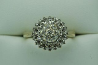 Stunning 9ct Gold And Diamond Cluster Ring - Size N