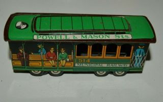 Vintage Tin Metal San Francisco Trolley Car Powell & Mason St Friction Toy Japan