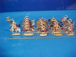 21 Vintage Hand Painted Toy Soldier Flats From Germany Charging 19thc Cavalry