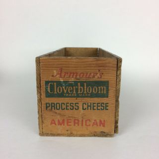 Vintage Antique Wooden 5 Lb.  Process Cheese Box Armour’s Cloverbloom Chicago IL 2