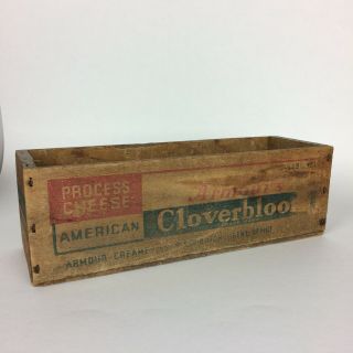 Vintage Antique Wooden 5 Lb.  Process Cheese Box Armour’s Cloverbloom Chicago IL 3