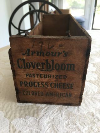 Vintage Wooden Armour Creameries Cloverbloom Process Cheese Box 2