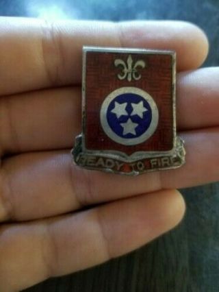 Wwii Rare Sterling 371 F Arty Bn Di Dui Crest Pin Jp238