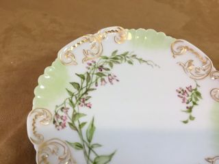 Antique Vintage Porcelain Plate,  France,  Hand Painted,  1894,  Pink Flowers 4