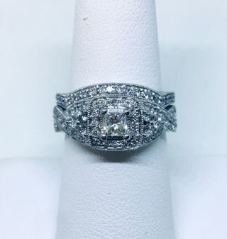 Estate 1 Ctw Vintage Diamond White Gold Engagement Ring Bridal Set Wedding Band