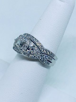 ESTATE 1 CTW Vintage Diamond White Gold Engagement Ring Bridal Set Wedding Band 2