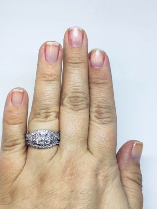 ESTATE 1 CTW Vintage Diamond White Gold Engagement Ring Bridal Set Wedding Band 5