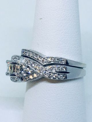 ESTATE 1 CTW Vintage Diamond White Gold Engagement Ring Bridal Set Wedding Band 7