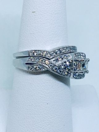 ESTATE 1 CTW Vintage Diamond White Gold Engagement Ring Bridal Set Wedding Band 8