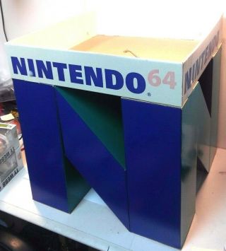 Vintage Authentic Nintendo 64 Cardboard Cube 3 - D Display Sign N64 Video Games