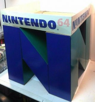 Vintage Authentic NINTENDO 64 Cardboard Cube 3 - D DISPLAY SIGN N64 Video Games 2