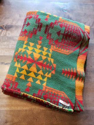 VTG 1920 ' s Pendleton Wool Blanket Aztec Southwest Tribal Multi - COLOR 71” x 60 