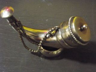 Victorian Gold Filled Bugle Horn Vinaigrette Scent Watch Fob Chatelaine
