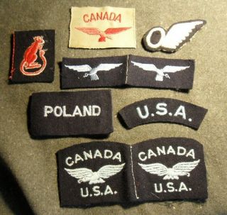 Ww2 British Or Canadian Raf Patches Including Desert Rat And Pin Back Observer