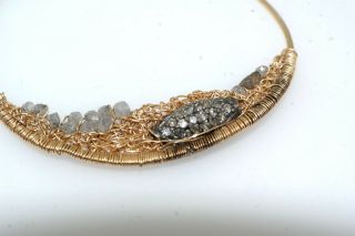 Single Artisan 14k Yellow Gold Diamond Bead Pendant Earring Hoop 5