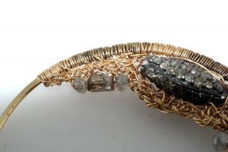 Single Artisan 14k Yellow Gold Diamond Bead Pendant Earring Hoop 8