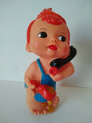 Vintage 1966 Doll Ideal Toy Rubber Girl Portugal Apron Only Nude Telephone 2