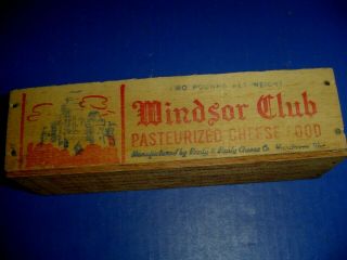 VTG.  2 LB.  WINDSOR CLUB WOOD CHEESE BOX SHOWING CASTLE - MANITOWOC,  WISCONSIN 3