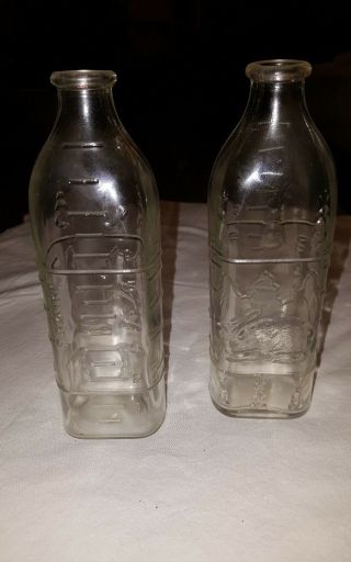 Vintage Baby Nursing Bottles Embossed Bunny Rabbits & Trees 1/2 oz.  Increments 2