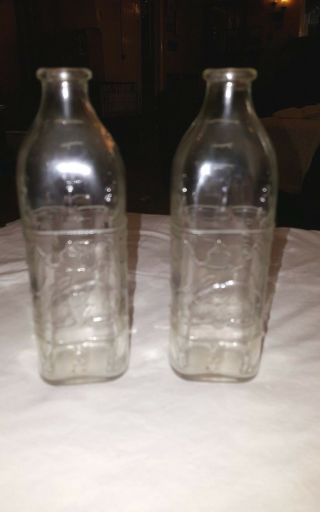 Vintage Baby Nursing Bottles Embossed Bunny Rabbits & Trees 1/2 oz.  Increments 3