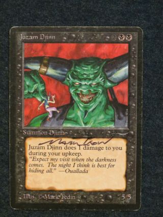 Mtg - Juzam Djinn - Arabian Nights - Mp - Signed By Mark Tedin