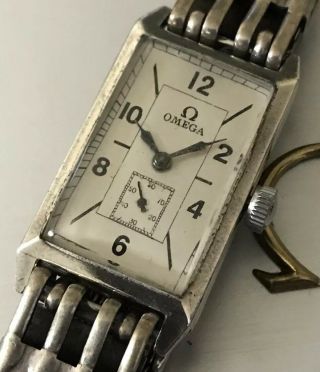 Very Rare Vintage Omega Sterling Silver Hinged Signed Case Rare Silver Bracelet