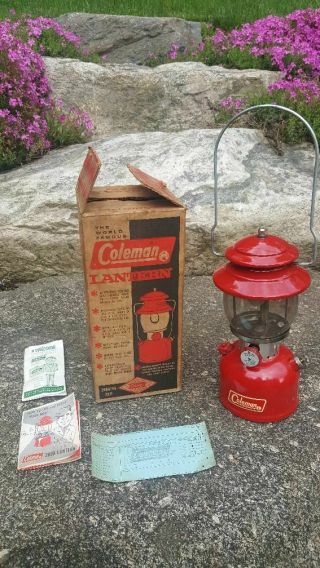 Vintage Coleman Red Sunshine 200a 10 1965 Single Mantle Lantern Box Instruct Euc