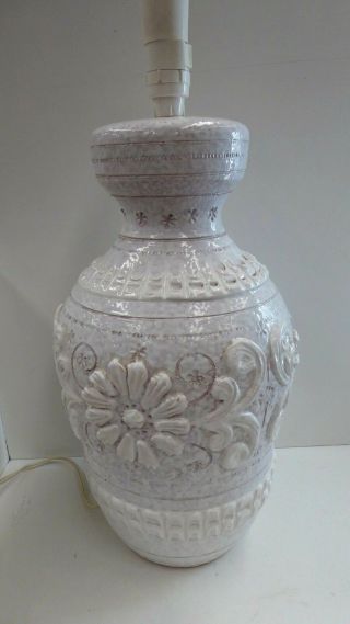 Vintage Mid Century Italian Bitossi Ceramic Lamp Base Incised Decorative Design