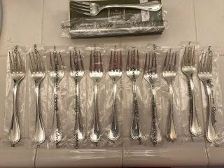 Set Of 12 Christofle Malmaison Silver Plate Salad Forks 6 1/2 Inches